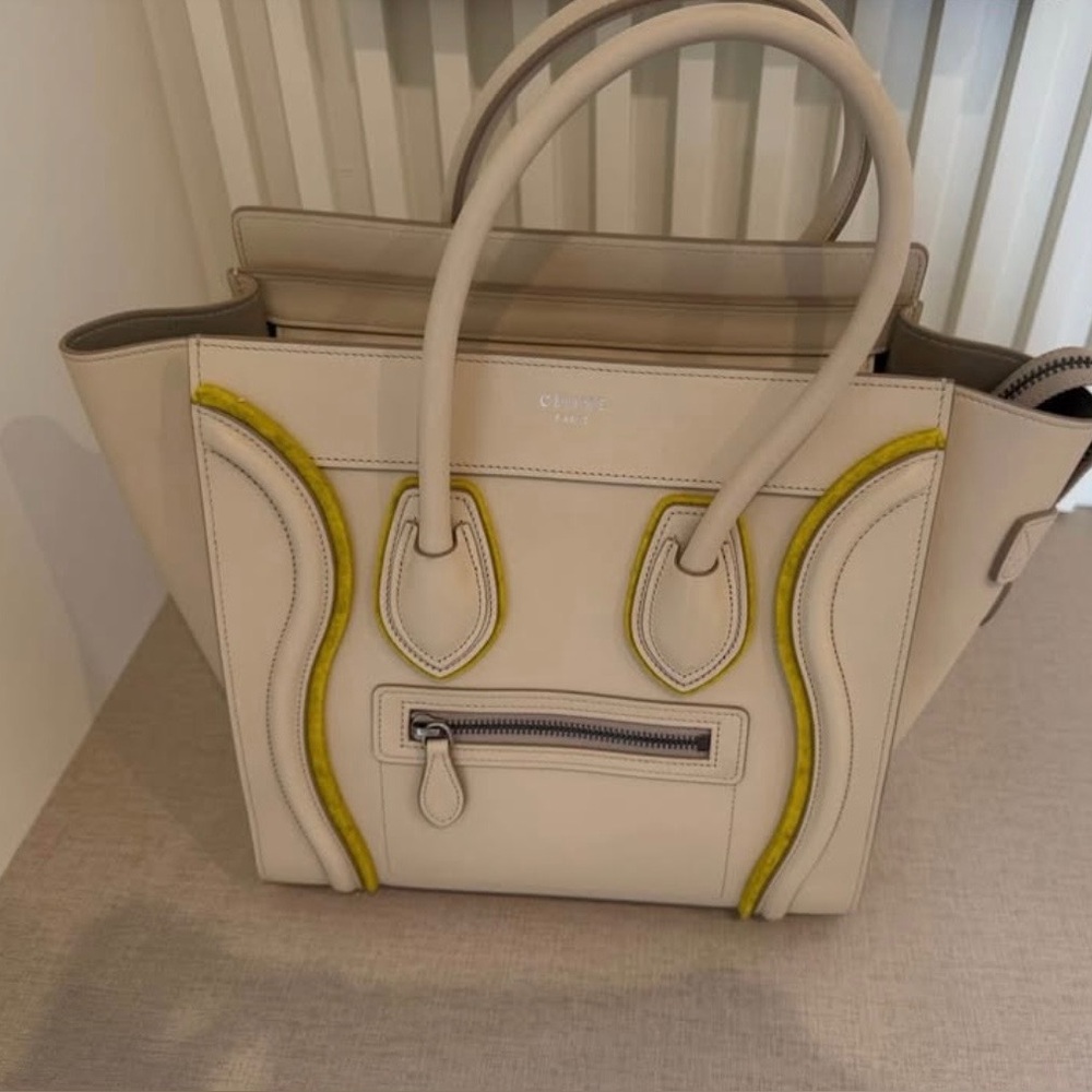 NEW Celine Cream Leather Detail Tote Bag